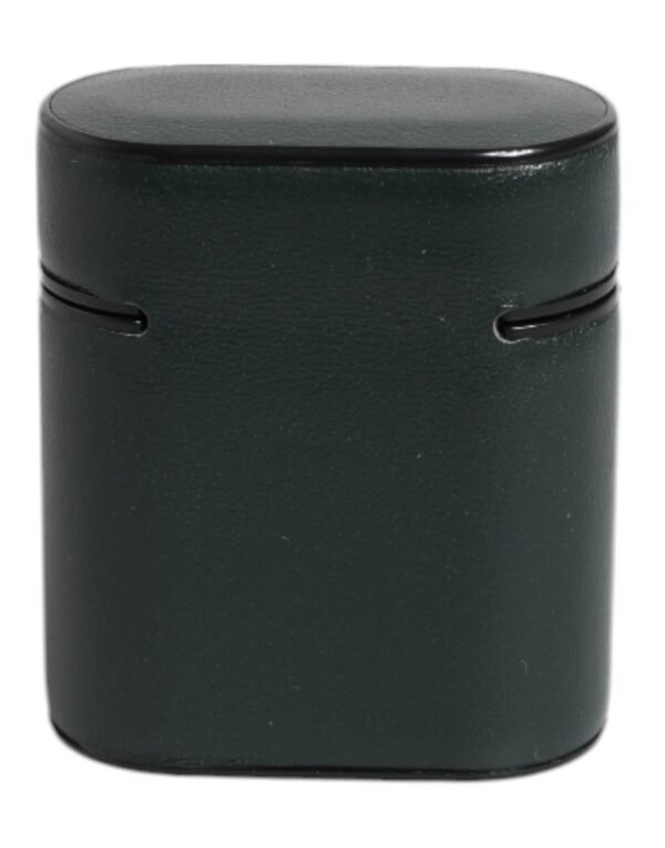 Black Calfskin Leather Logo Print Flip Holder Airpods Case