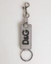 Gray Leather Logo Metal Ring Keychain Holder Men Keyring