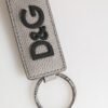 8732183.jpeg Gray Leather Logo Metal Ring Keychain Holder Men Keyring