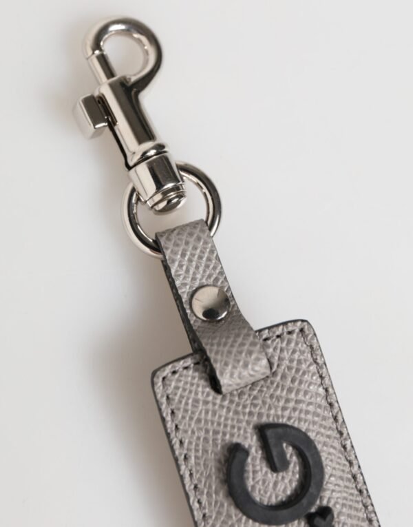 8732188.jpeg Gray Leather Logo Metal Ring Keychain Holder Men Keyring
