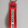 Red Logo Polyester Silver Brass Holder Keychain Men Keyring
