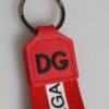 Red Logo Polyester Silver Brass Holder Keychain Men Keyring