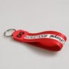Red Logo Polyester Silver Brass Holder Keychain Men Keyring