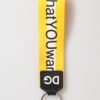 Yellow Logo Polyester Silver Brass Holder Keychain Keyring