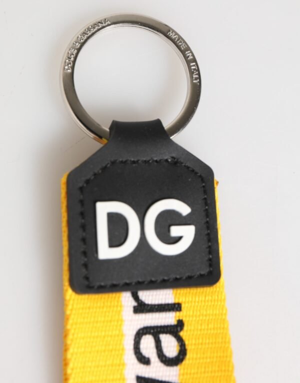 Yellow Logo Polyester Silver Brass Holder Keychain Keyring