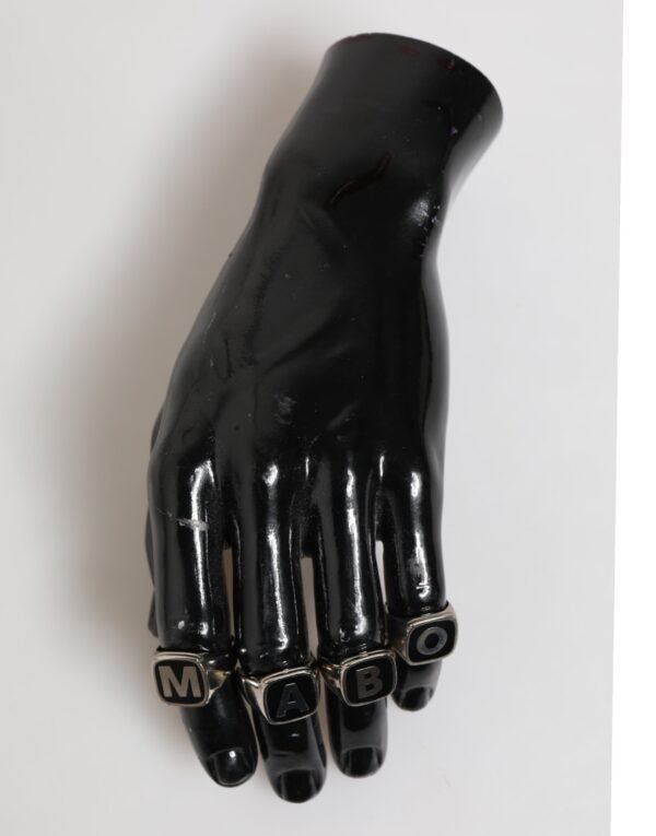 Silver Tone Brass Lettering Set 5 Pieces Adjustable Ring