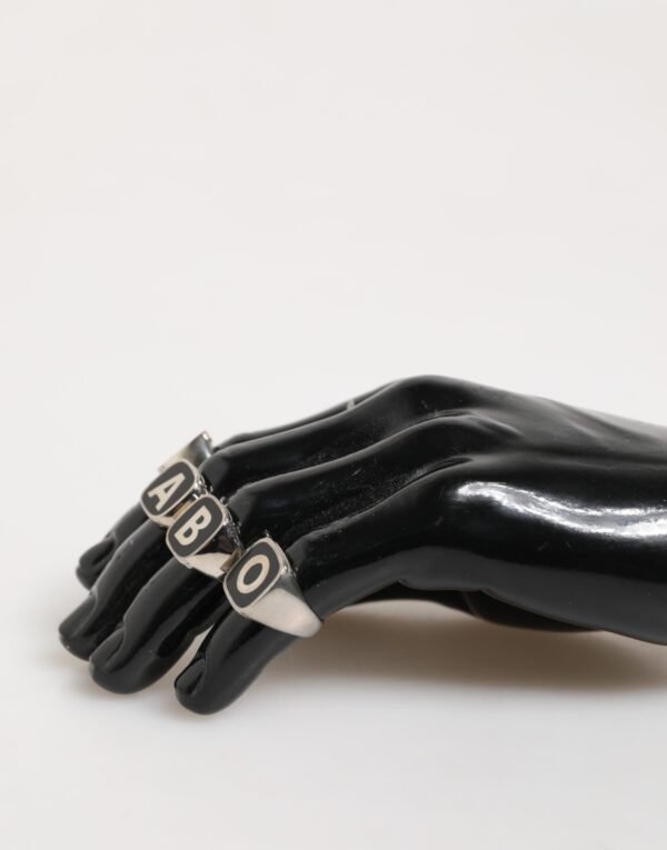 Silver Tone Brass Lettering Set 5 Pieces Adjustable Ring