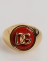 8758785.jpeg Gold Tone Real Brass Round Red DG Logo Men Ring