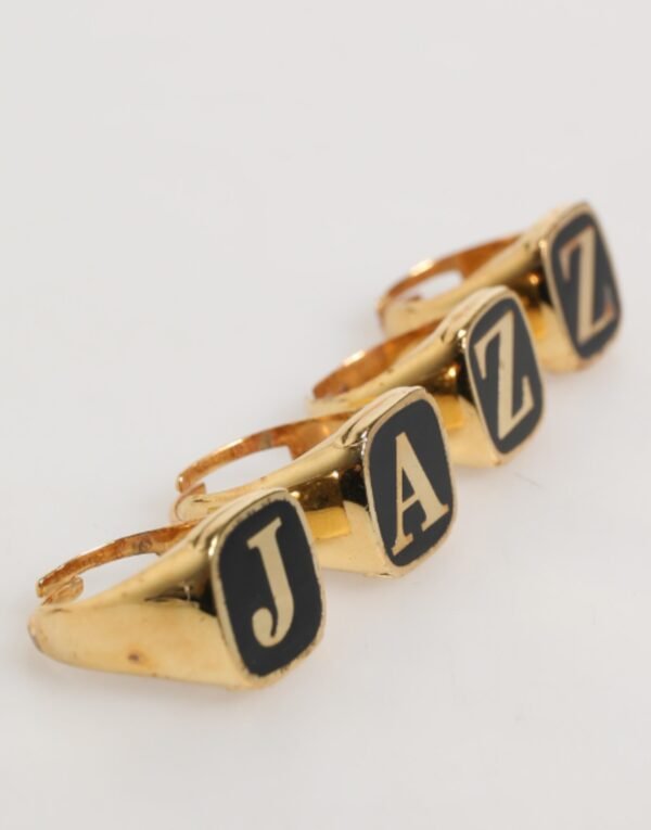 8758961-1.jpeg Gold Tone Brass JAZZ Letter Set 4 Pieces Adjustable Ring