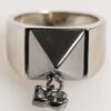 Silver Tone Pyramid DG Logo Real Brass Ring
