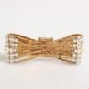 Gold Brass Glas Crystal Faux Pearl Embellished Brooch