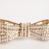 Gold Brass Glas Crystal Faux Pearl Embellished Brooch