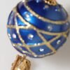Gold Brass Blue Christmas Ball Crystal Drop Clip On Earrings