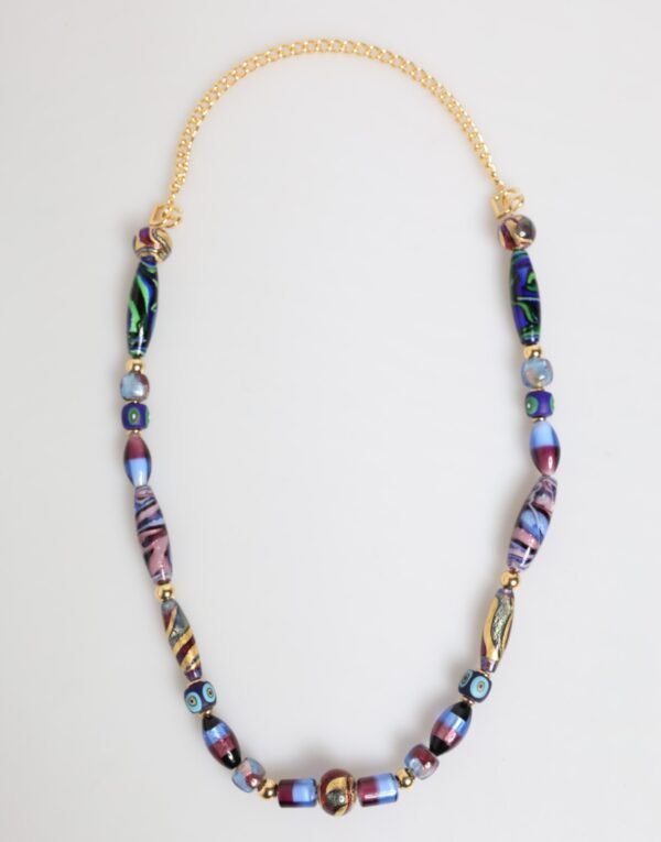 9025553-1.jpeg Multicolor Murano Glass Beads Gold Brass Chain Jewelry Necklace