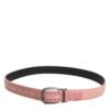 9195186.jpeg Pink Leather Perforated Detailing Buckle Belt