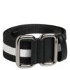 Black White Striped Metal Buckle Men Belt