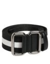 9195803.jpeg Black White Striped Metal Buckle Men Belt