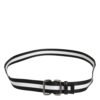 Black White Striped Metal Buckle Men Belt