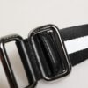 Black White Striped Logo Metal Buckle Belt