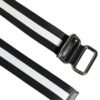Black White Striped Logo Metal Buckle Belt