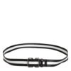 Black White Striped Logo Metal Buckle Belt