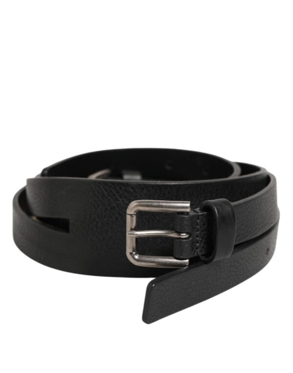 Black Double Strap Leather Gold Buckle Belt