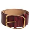9196366-1.jpeg Burgundy Leather Gold Metal Buckle Women Belt