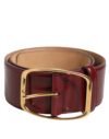 9196366.jpeg Burgundy Leather Gold Metal Buckle Women Belt
