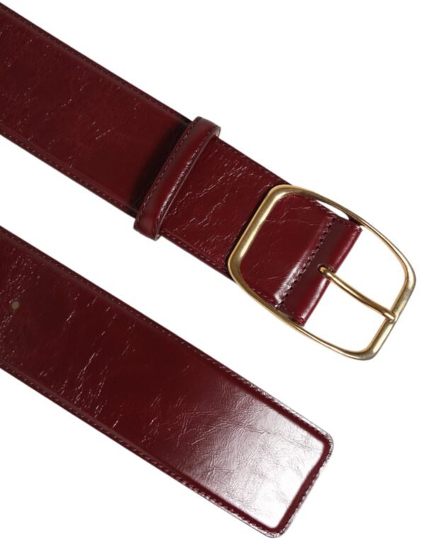 9196368.jpeg Burgundy Leather Gold Metal Buckle Women Belt