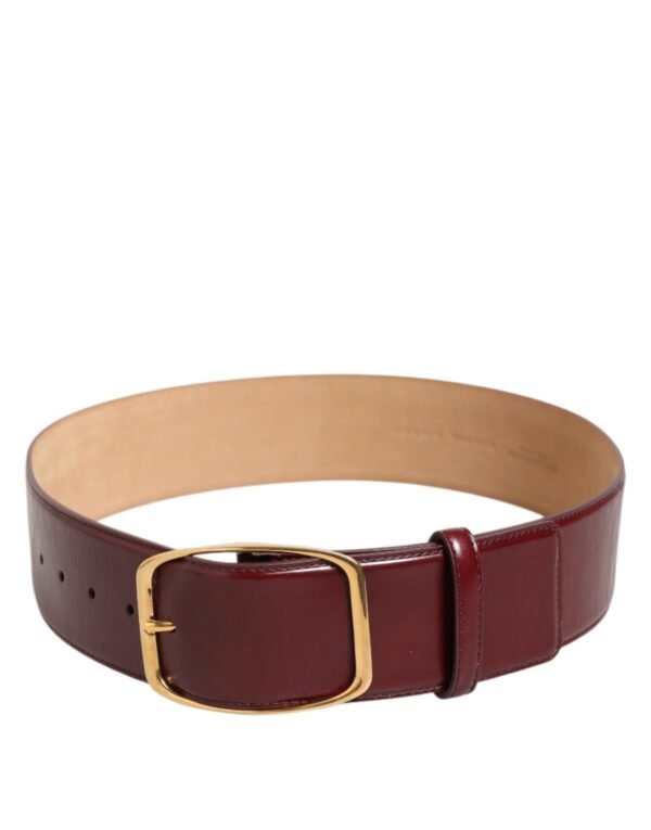 9196369.jpeg Burgundy Leather Gold Metal Buckle Women Belt