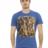 Blue Cotton Men T-Shirt