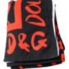 Black Red Logo Print Cotton Beach Towel