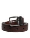 6894681.jpeg Brown Leather Silver Metal Buckle Belt