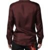 Burgundy Silk Dotted Long Sleeves Shirt
