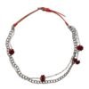 Red Leather Silver Chain Floral Cintura Belt