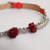 Red Leather Silver Chain Floral Cintura Belt