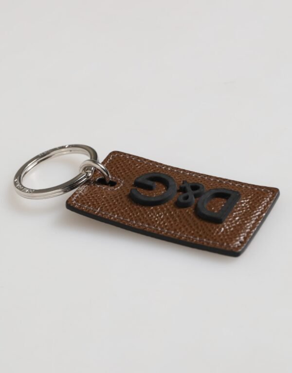 8734967.jpeg Dark Brown Leather Logo Metal Ring Keychain Holder Keyring