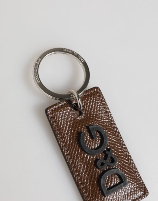 8734976.jpeg Dark Brown Leather Logo Metal Ring Keychain Holder Keyring