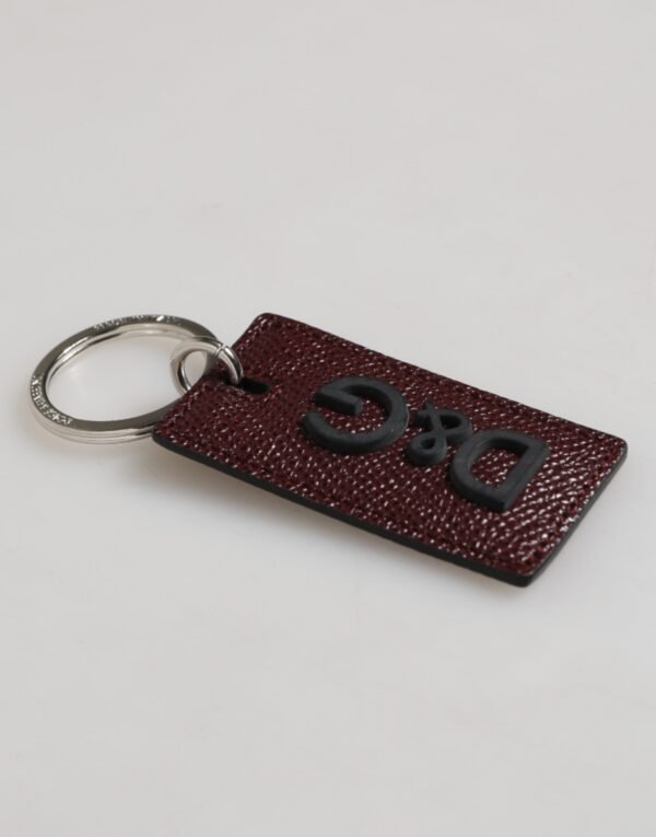 8735050.jpeg Dark Brown Leather Logo Metal Ring Men Keychain Keyring