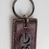 8735051.jpeg Dark Brown Leather Logo Metal Ring Men Keychain Keyring