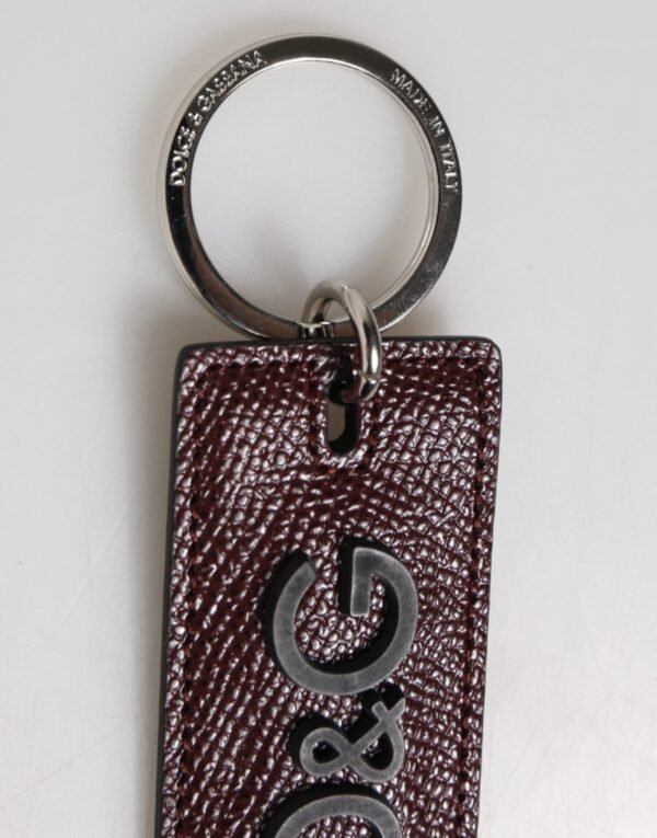 8735051.jpeg Dark Brown Leather Logo Metal Ring Men Keychain Keyring
