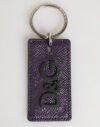 Violet Leather Logo Metal Ring Men Keychain Keyring