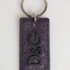 Violet Leather Logo Metal Ring Men Keychain Keyring