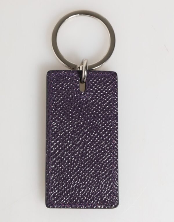 Violet Leather Logo Metal Ring Men Keychain Keyring