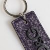 Violet Leather Logo Metal Ring Men Keychain Keyring