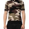 Camouflage Brown Silk MilitaryPolo T-shirt
