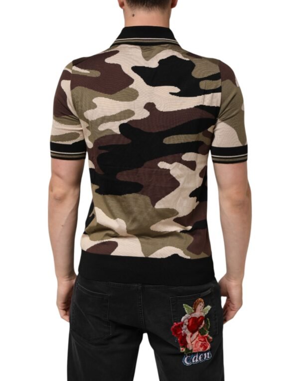 Camouflage Brown Silk MilitaryPolo T-shirt