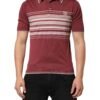 Cotton Burgundy Striped DG Logo Polo  T-shirt