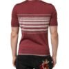 Cotton Burgundy Striped DG Logo Polo  T-shirt