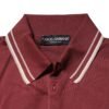 Cotton Burgundy Striped DG Logo Polo  T-shirt